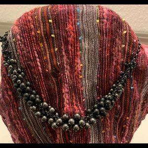 Lia Sophia gathered black pearl choker necklace